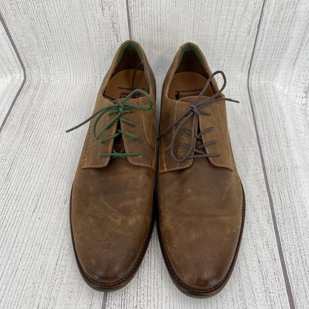 Johnston & Murphy Bostonian Oxford Shoes Mens 13 Brown Distressed Leather Brogue
